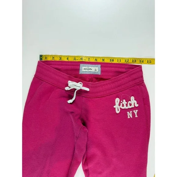 Abercrombie Kids Pink Fitch NY Logo Jogger Sweatpants Girls Size L Large - Picture 3 of 5